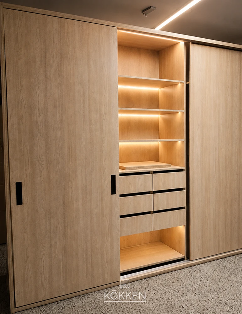 Closet con interior iluminado