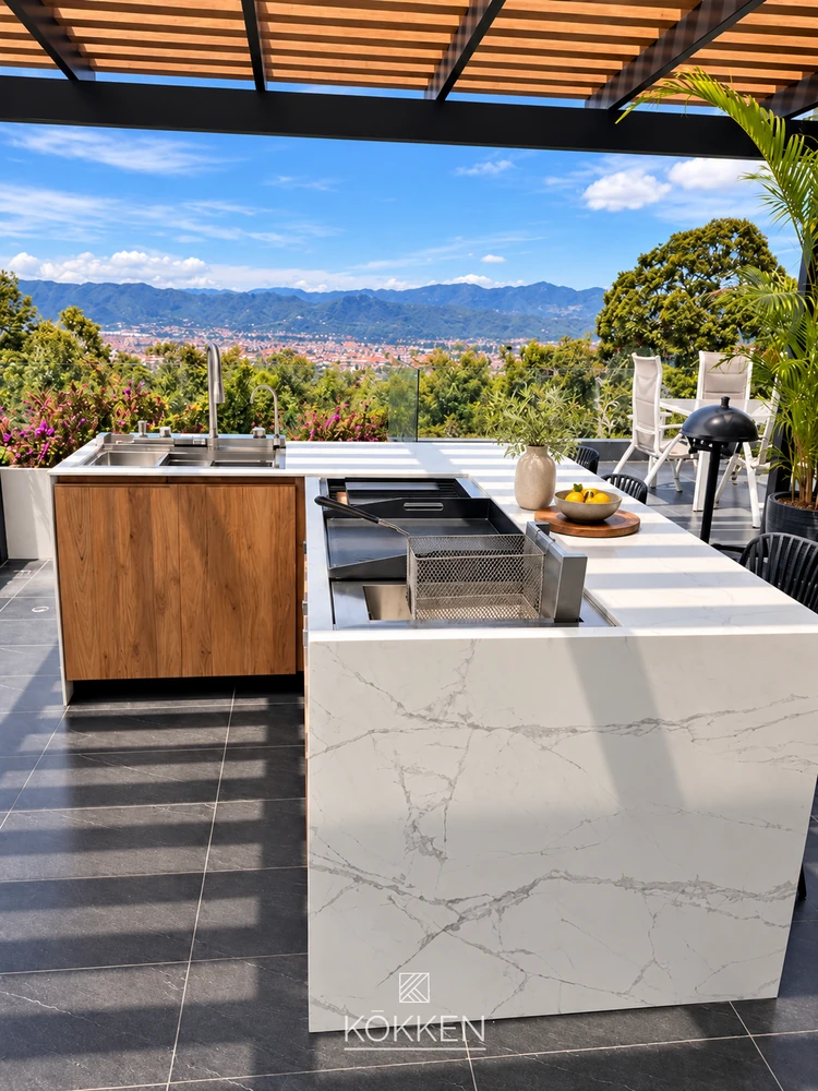 Cocina conectada con el exterior