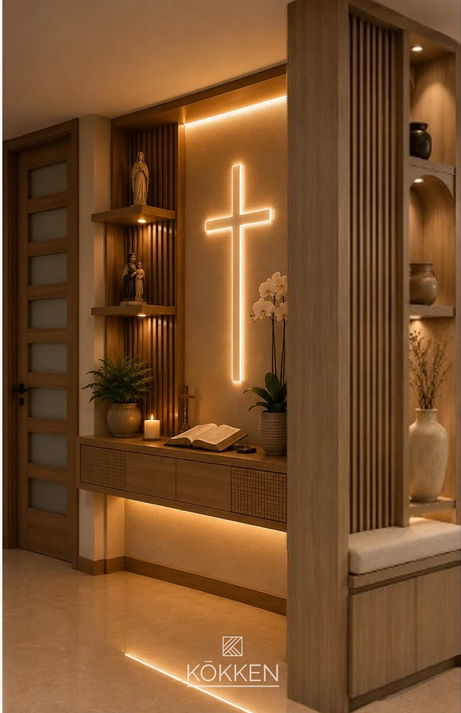 Mueble de recogimiento y exhibición en madera